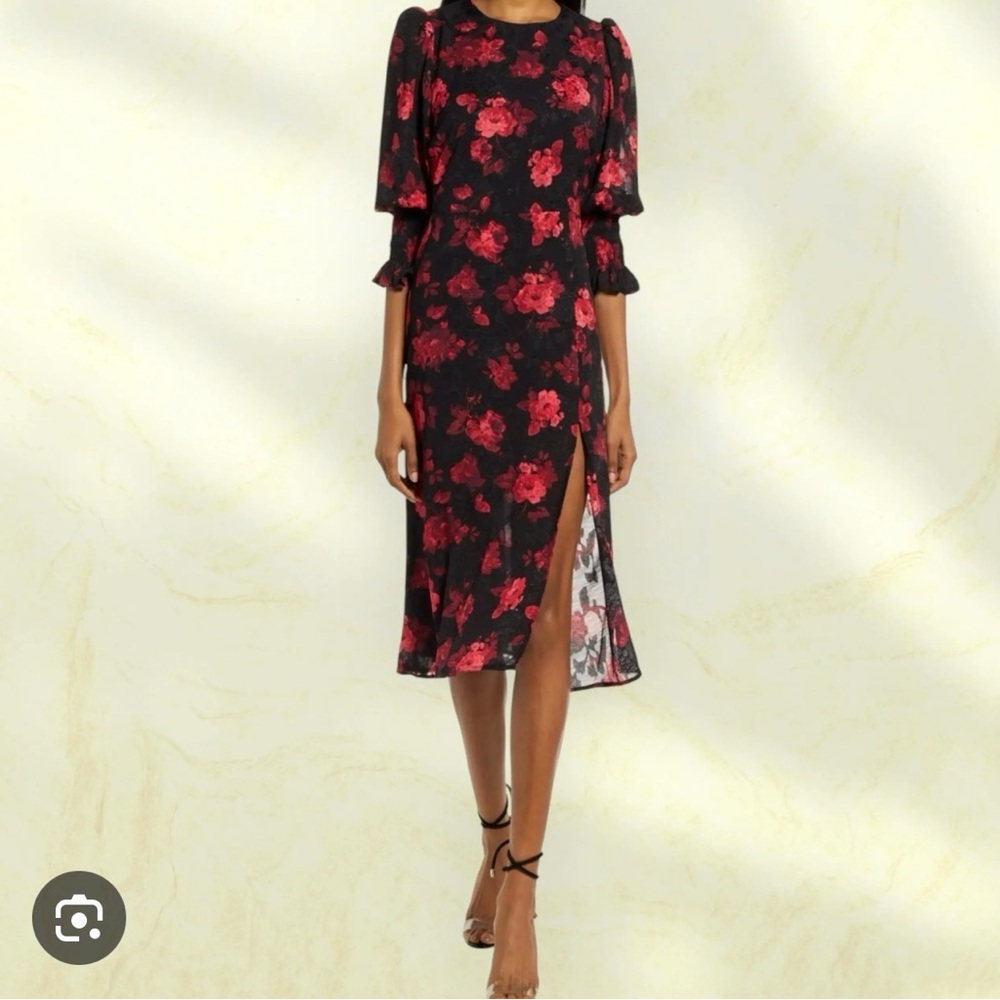 Chelsea28 Black and Red Floral Midi Dress from Nordstrom
